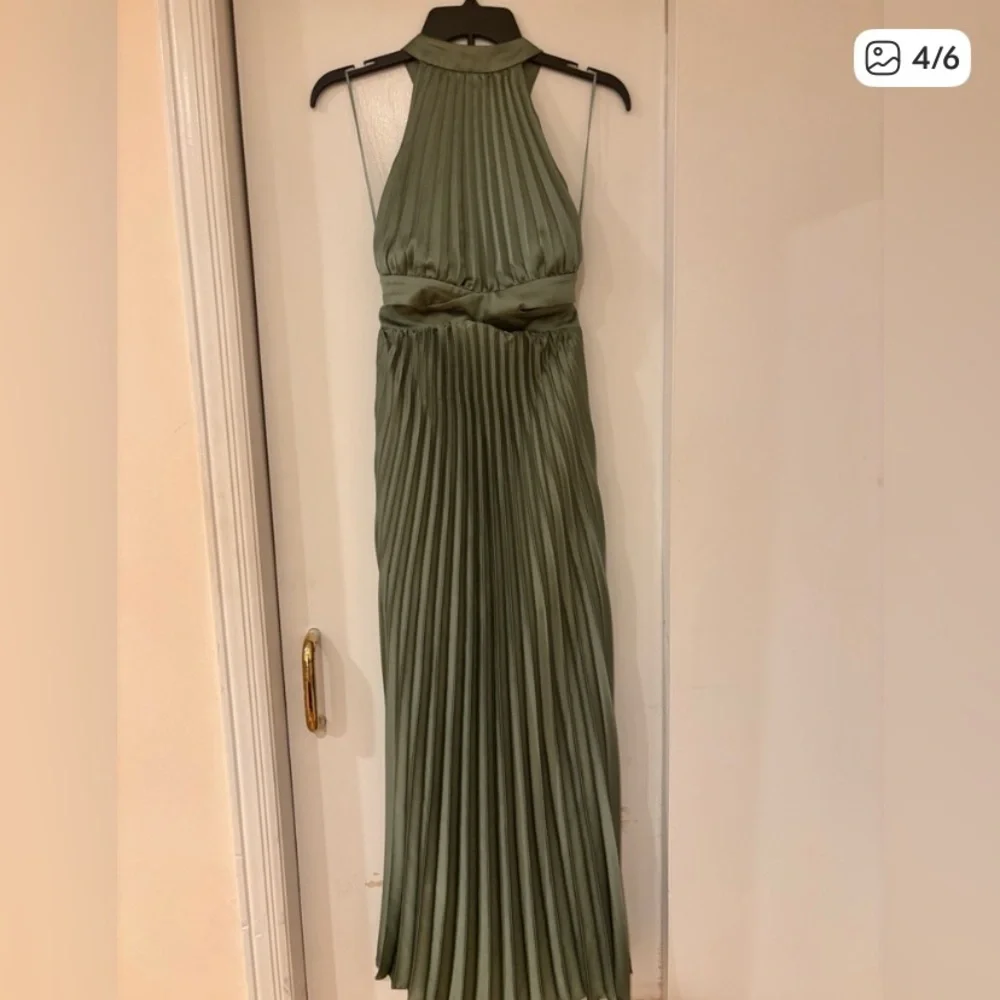 Abercrombie & Fitch A&F Giselle High-Neck Pleated Cutout Maxi Dress $168 S tall